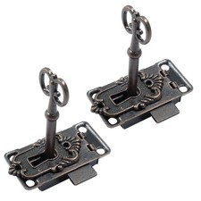 2 Sets Antique Skeleton Key Lock for Cabinet Cupboard Furniture (Red Brass) picture