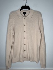 Magaschoni Sweater Mens Medium New NWT Button Front Shirt Knit Cotton picture