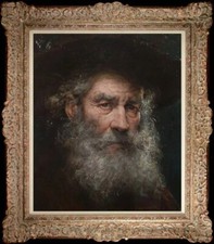 Handmade antique oil painting art Portrait old man on canvas 20