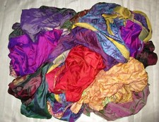 ABB LOT PURE SILK Antique Vintage Sari REMNANT Fabrics 100 GRAMS Change Color picture