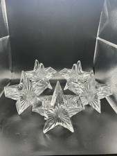5 Vtg Pier 1 Clear Glass Star Shaped Taper Candle Holders 3.5” H New Old Stock picture