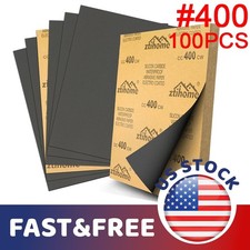 50Pcs Wet and Dry Sandpaper Waterproof Abrasive Sanding Paper Sheets 400 Grit picture