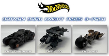Hot Wheels Batman Dark Knight Rises 3-Pack: Batmobile/ Batplane/ Batcycle  NEW picture