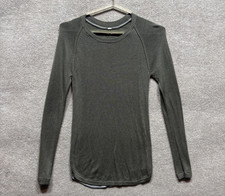 Lululemon Cabin Yogi Cashmere Crew Pullover Women 6 Green Stretch Thumbholes picture