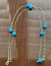 RARE VINTAGE 14K NICOLE HANA TURQUOISE SATELLITE CHAIN 18 