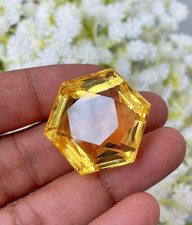 Certified Large 100 Ct Golden Topaz Hexagon Cut Natural Brazil Loose Gemstone picture
