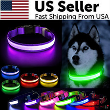 LED Adjustable Dog Collar Blinking Flashing Light Up Glow Pets Safety Waterproof picture