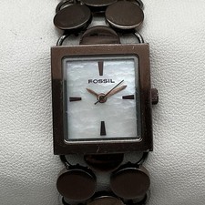 Fossil F2 Womens Watch 21mm MOP Dial Brown Bracelet ES-1716 New Battery 7