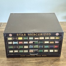 Vintage Star Mercerized American Thread Co Metal Spool Cabinet 4 Drawer Full picture