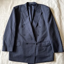 Pierre Balmain Double Breasted Blazer Jacket 48 Peak Lapel Gray Striped picture
