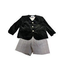 Imp Originals Shorts Set Boys 2 Black Grey Excellent Velvet Plaid Vintage USA picture