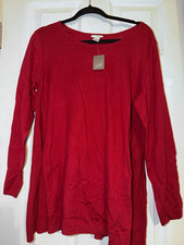 J. Jill Women’s Petite LP Red Knit Scoop Neck Long Sleeve Pullover Sweater picture