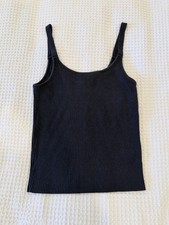 Vince Ribbed Scoop Neck Cami Tank Navy Blue Size M EUC picture