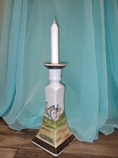 Vtg Hunting Jockey Equestrian Hand-Painted Porcelain Candle Holder Nieman Marcus picture