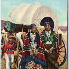 c1940s NM Navajo Women Native Costume Covered Wagon Turquoise Jewelry A377 picture