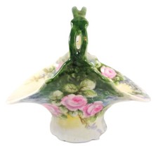 Antique Limoges Basket Hand Painted Pink Tea Roses picture