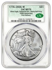 2026-W (MS70) Enhanced Uncirculated American Silver Eagle $1 ASE CAC FD Bell picture