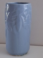 Vintage Nelson McCoy Pottery Blue Butterfly Cylindrical Ceramic Vase 6