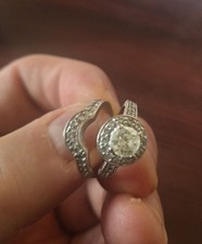 14kt white gold bridal set 2.25 ct total .80ct solitaire picture