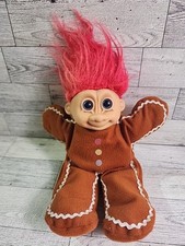 Vintage Russ Gingerbread Man Troll Doll #2452 Stuffed Body Costume Red Hair 10” picture