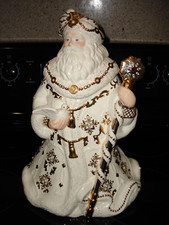 2003 Lenox Porcelain Florentine & Pearl Jeweled Santa Cookie Jar 16