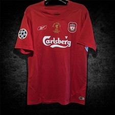 NWT Gerrard #8 Liverpool 2005 UCL Short Sleeve Retro Soccer Jersey Men picture