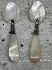 Pair Mother of Pearl Sterling Spoons picture