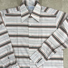 Vintage Colebrooke Permanent Press Striped Collared Shirt Mens 16 32-33 60s 70s picture