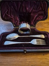 Fine Victorian Sterling Silver Christening Set Atkin Bros Sheffield 1866 Cased picture