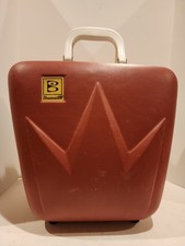 Vintage Brunswick Bowling Bag Hard Clam Shell 1970s Crown Red Retro Luggage Tag picture