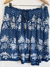 VTG Gap Summer 07 Blue White Linen Ribbon Skirt 10 Pockets Side Zip FLAW picture