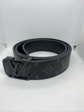 Belt Men's Initiales Black buckle Size 32-36 Waist picture