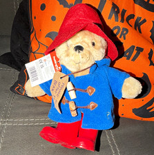 Paddington Bear Beige Plush Bear Black Eyes Blue Coat Red Hat Boots 10 in picture