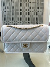 CHANEL Classic 11.12 Jumbo White Double Flap Shoulder Bag Caviar Calfskin Auth picture