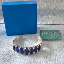 Mine Finds by Jay King 925 Sterling Silver Lapis Lazuli Cuff Bracelet 7 Marquise picture