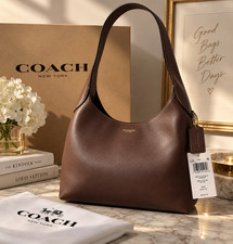 COACH CU068 Brooklyn Shoulder Bag 28 Natural Grain Leather Maple Brown picture