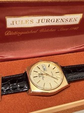 Vintage Jules Jurgensen Men’s Quartz Day Date Gold Tone Watch Box Running picture