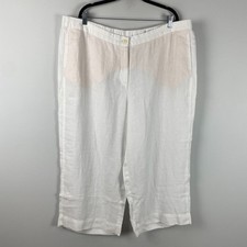 J. Jill Love Linen Wide Leg Cropped Pants Size 3X White Elastic Waist picture