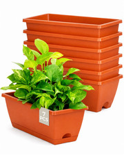 Bamworld 7 Pcs Window Box Planter Rectangle Flower Box with Drainage Hole & Tray picture