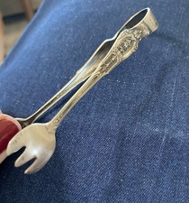 Antique Wallace Sterling Silver Sugar Cube/ Ice Tongs 4 1/4 Inches. Very Fine picture