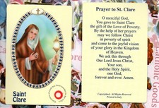 Prayer to Saint St. Saint Clare - Relic Plastic Holy Card 14321-CL picture