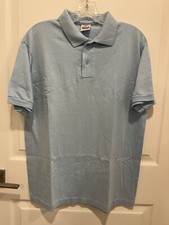 Vintage Anvil Polo Shirt Men's Large Baby Blue Made in USA picture