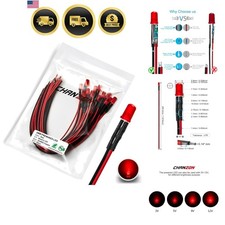 20 pcs Pre-Wired 5mm Red LED Diode Lights Round Diffused Frosted Lens DC 12V ... picture