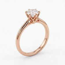 GIA Certified 0.63 CT Natural Round Brilliant Diamond Engagement 14K Gold Ring picture