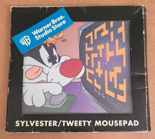 RARE Vtg WB Looney Tunes Tweety Sylvester Mouse Pad Game Theme Warner Bros Store picture