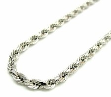 Solid 925 Sterling Silver Italian Rope Chain Mens Necklace 4.00mm - Diamond Cut picture