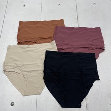 FINETOO Briefs Womens Large High Waist Seamless 4 Pack Black Beige Pink Brown picture