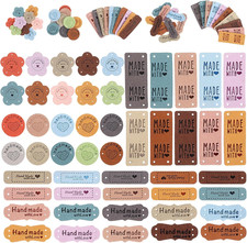 50Pcs Handmade with Love PU Leather Tags for Crochet Knitting Sewing Crafts picture