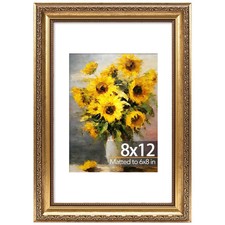 8x12 Vintage Picture Frame with 6x8 Mat, Elegant Retro 8 by 12 Photo Frame picture