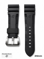 24MM OEM AUTHENTIC PANERAI WATCH BLACK  RUBBER STRAP/BAND CAOUTCHOUC WITH BUCKLE picture